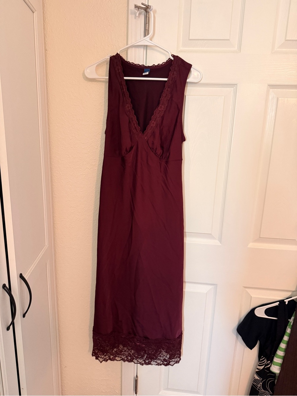 Old Navy Wine Lace-Trim Slip Dress